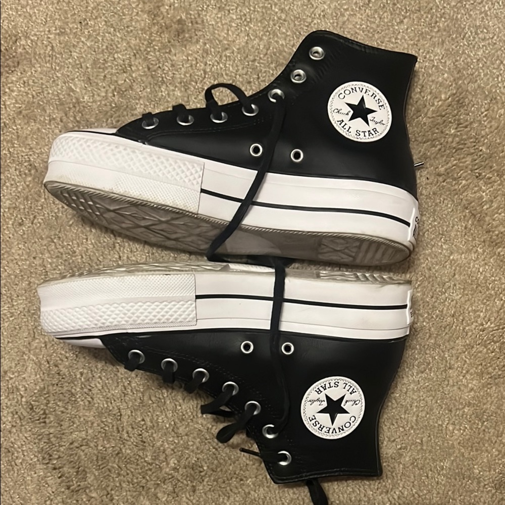 Converse Black leather High-Top Sneakers